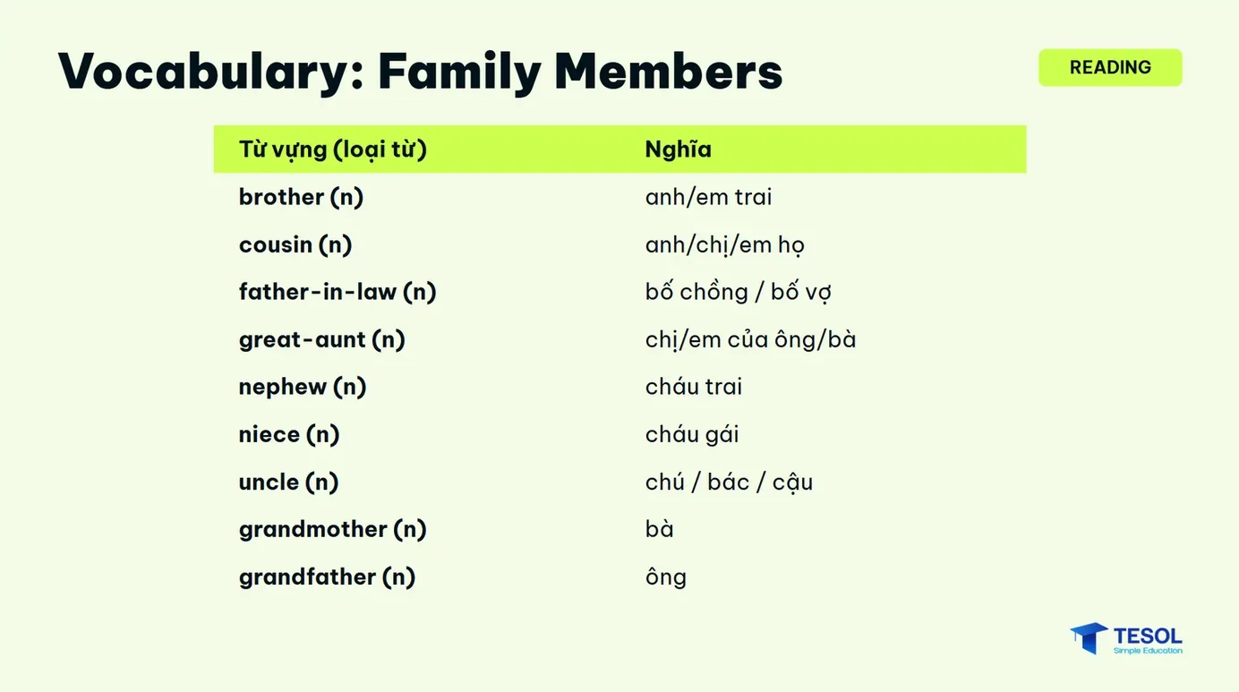 Slide từ vựng mẫu